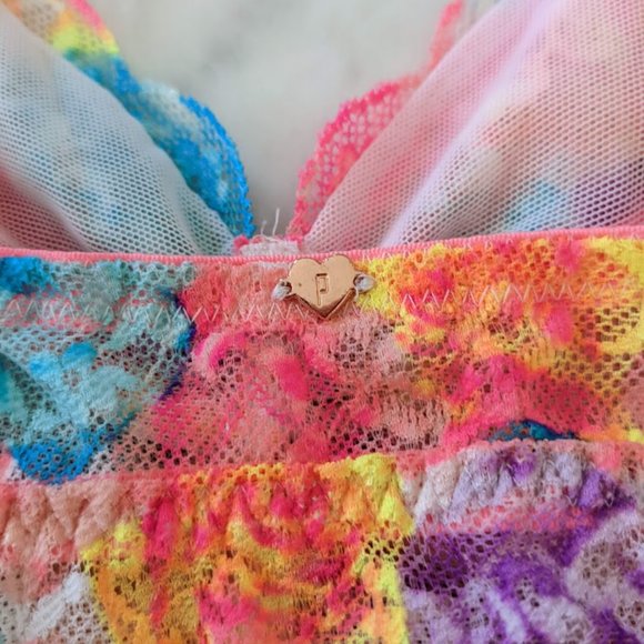 PINK Victorias Secret Colorful Floral Lace Bralette - Picture 3 of 5